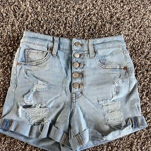 Aeropostale Blue Distressed Jean Shorts High-Waisted